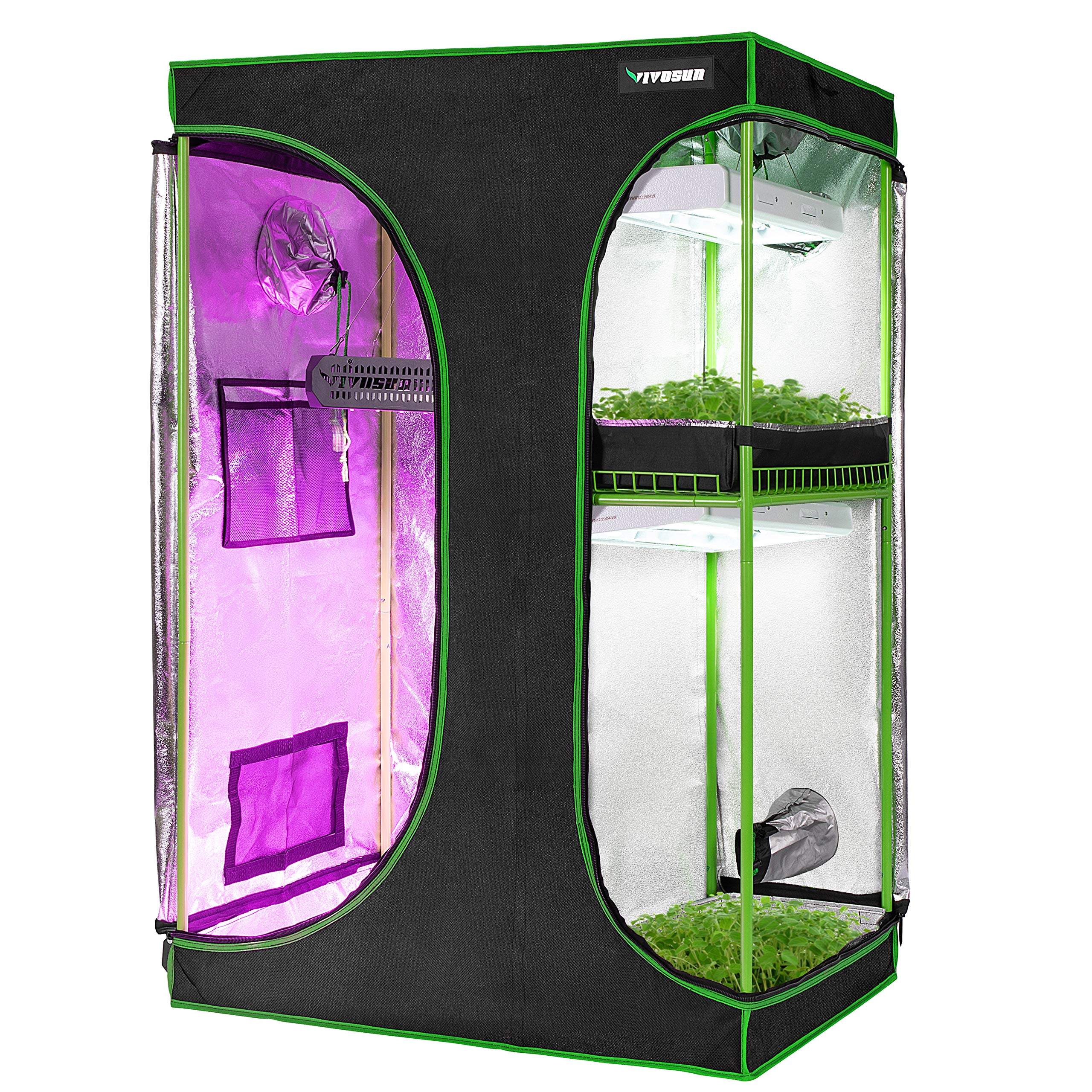 VIVOSUN 2in1 48”x36”x72” Mylar Reflective Grow Tent for Indoor