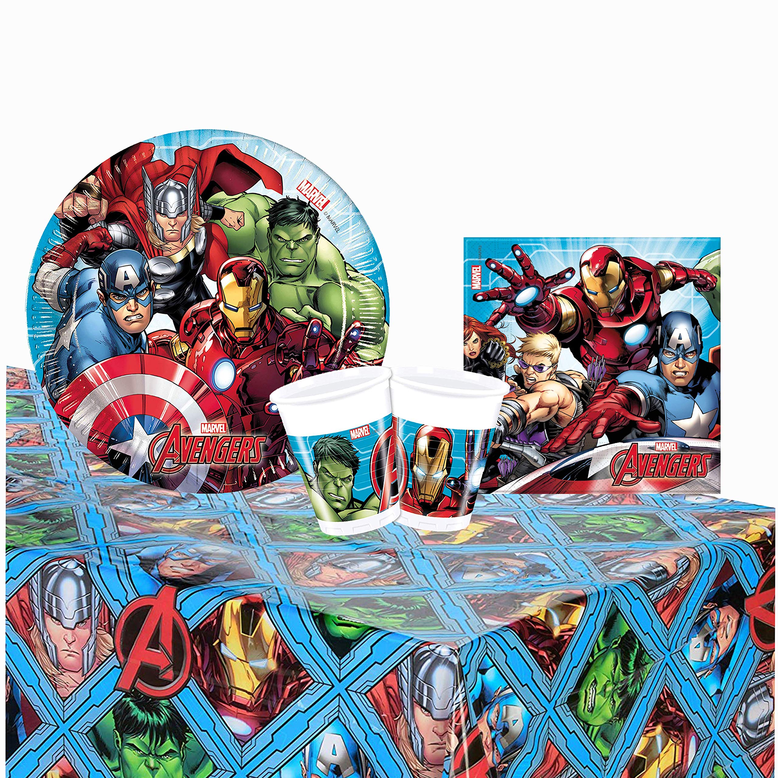 Nada Home Kit Party Marvel Avengers 24 Persons Glasses Dishes Tablecloth Napkins 1395