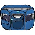 Deluxe Premium Pet Dog Playpen Portable Soft Dog Exercise Pen Kennel with Carry Bag for Dogs, Cats, Kittens, and All Pets (Small, Blue)
