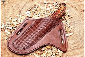 ONLYHANDMADE USA QUALITY Leather Knife Sheath, Slanted Pancake Sheath, Tooled Leather Sheath, Belt Sheath, Beautiful Cow Boy Bull Cutter Knife Leather Cover 100% Real Leather - OHM-102 (OHM-102 Pancake)