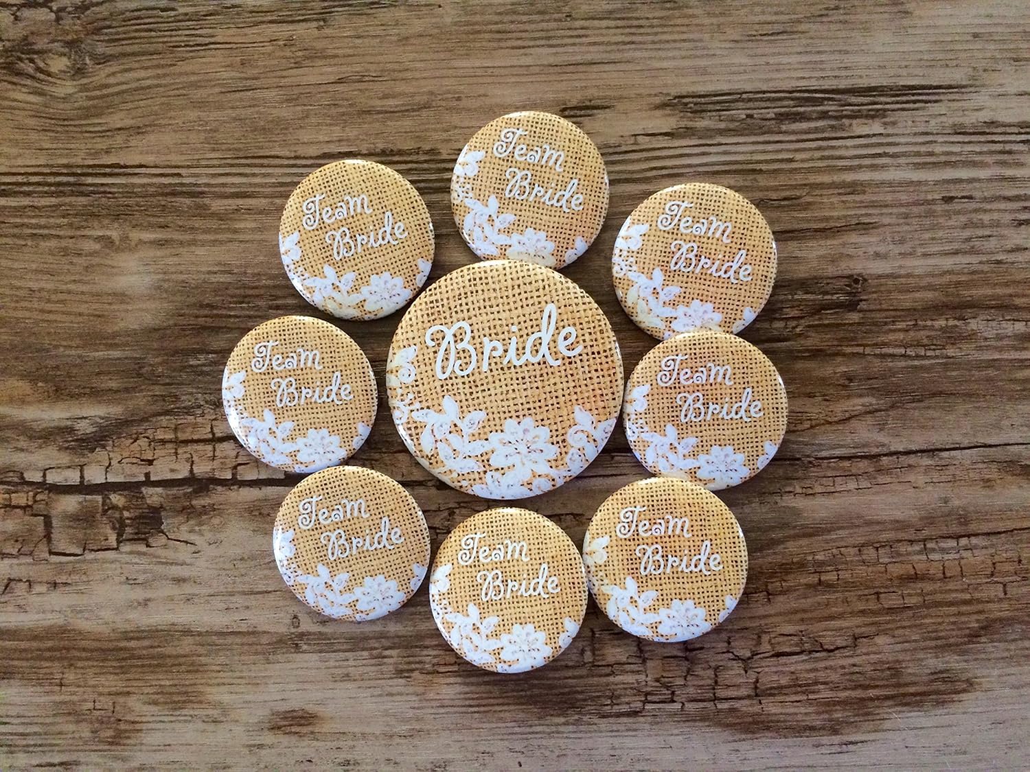 Amazon.com: Rustic Burlap and Lace Bridal Shower Button Set: Handmade