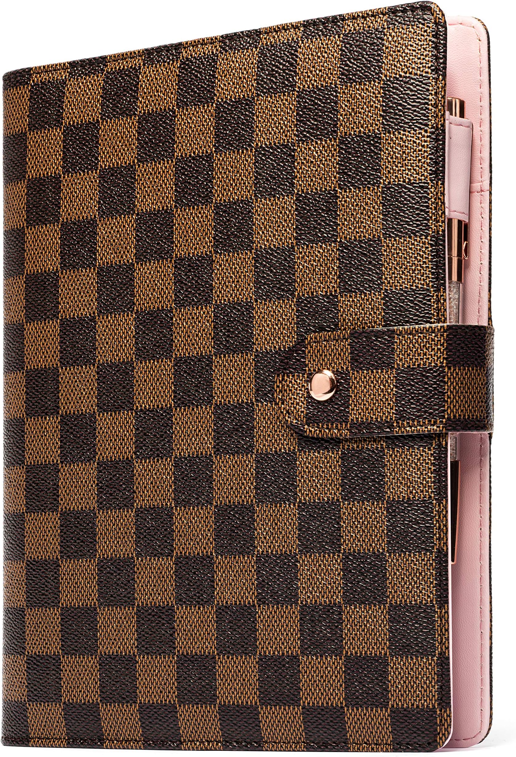 Hard Cover Organizer for Planner Agenda with Calendar and Free Inserts and dividers for Notes & Weekly Planner, Add Inserts of Choice A5 Size Vegan Leather for 2020 Rose Gold Binder and Clasp - Brown