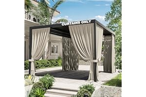 Kimunuk Gazebo Universal Replacement Privacy Curtain,10'×13' Gazebo Outdoor Waterproof Curtains, 4-Panels Sidewall Curtains with Double Zipper for Patio Canopy, Garden and Backyard (Curtain Only)