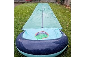 TEAM MAGNUS 31ft Slip n Slide with 500CL Inflatable Crash pad. Slip and Slide for Kids Ages 8-12 in Heavier, 0.22mm PVC with Adjustable sprinklers (372" L x 63" W x 10" H)