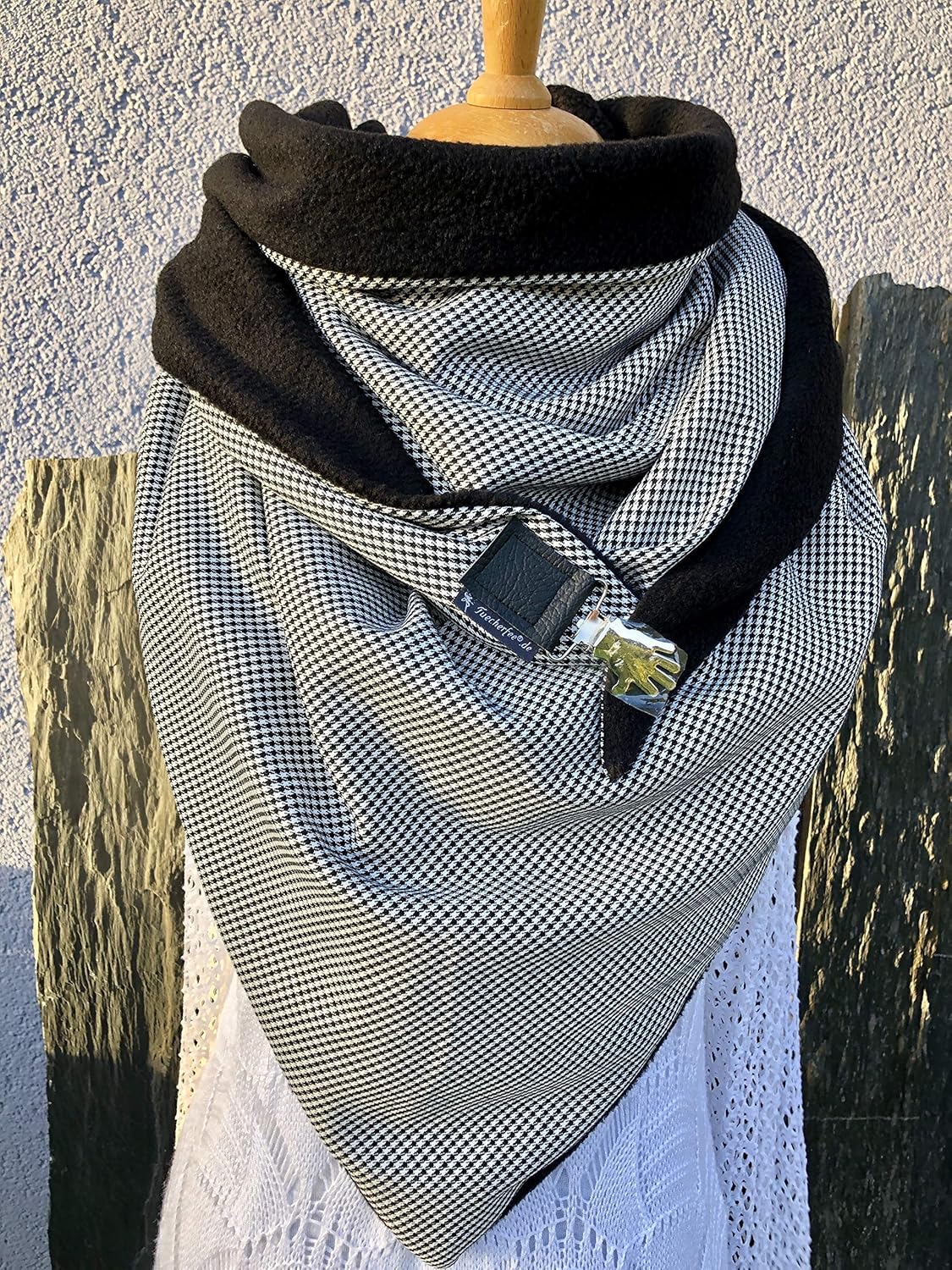 Landhuis Dreieckstuch XXL Mit Mandala - Beidseitig Fleece & Baumwolle, Mit Metall-Clip