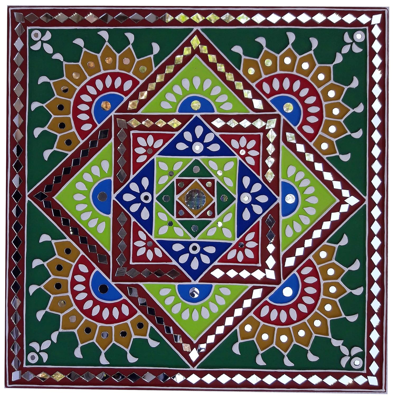 Buy Shakti Kutchi Mud Mirror Crafts Clay Wall Frame 46 Cm X 46 Cm X 2 Cm Skmmcwf18x18002 Online At Low Prices In India Amazon In