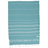 Bersuse Towels Anatolia XL Beach Blanket Throw Blanket Turkish Towel 100% Cotton Extra-Large Quick-Dry Lightweight Premium Peshtemal Towel - 61x82 Inches, Aqua