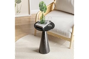 COZAYH Farmhouse Pedestal Small End Table Round Martini Table Wood Plant Stand Rustic Drink Table for Small Space Living Room, Bedroom, Black