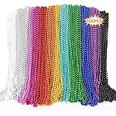 200PCS Mardi Gras Beads, Metallic 12 kinds Bead Necklace Party Favors, 33" Mardi Gras Necklace Bulk Accessories Stuff, Festival Parade Throw for Wedding Birthday Mardi Gras Celebrations Decorations