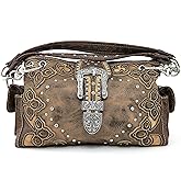 Justin West Concealed Carry Western Buckle Duo Color Shoulder Handbag Purse