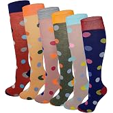 6 Pairs Women's Fancy Design Multi Colorful Patterned Knee High Socks
