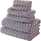 BAGNO MILANO Turkish Bath Towels, Soft Plush Jacquard Luxury Bath Towels, Quick Dry Towel Set (Grey, 6 pcs Towel Set)