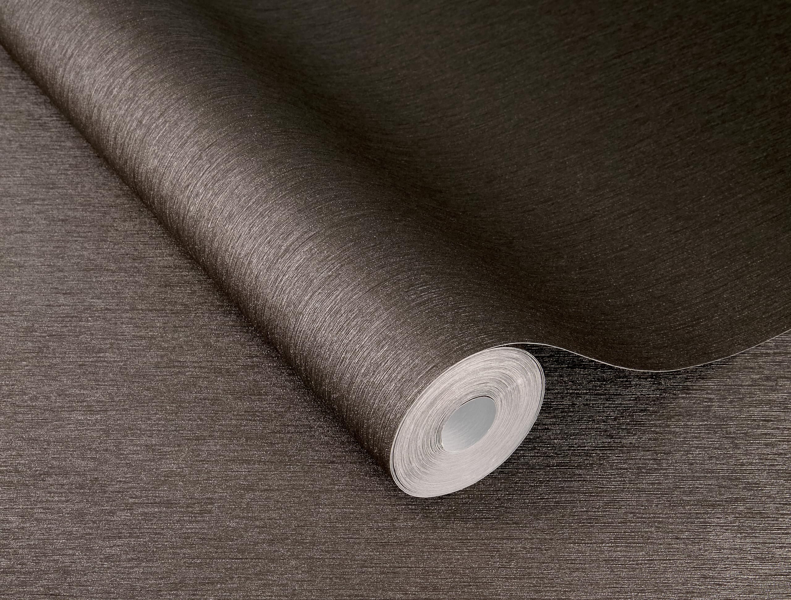 Rasch 608625 Non-Woven Wallpaper Plain Lines Structure Grey Brown Metallic