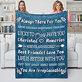 DOKEYWELL Best Friend Birthday Gifts for Women Unique Female Friendship Gifts for Bestie Fleece Throw Blanket 50"x60" (Seablue)