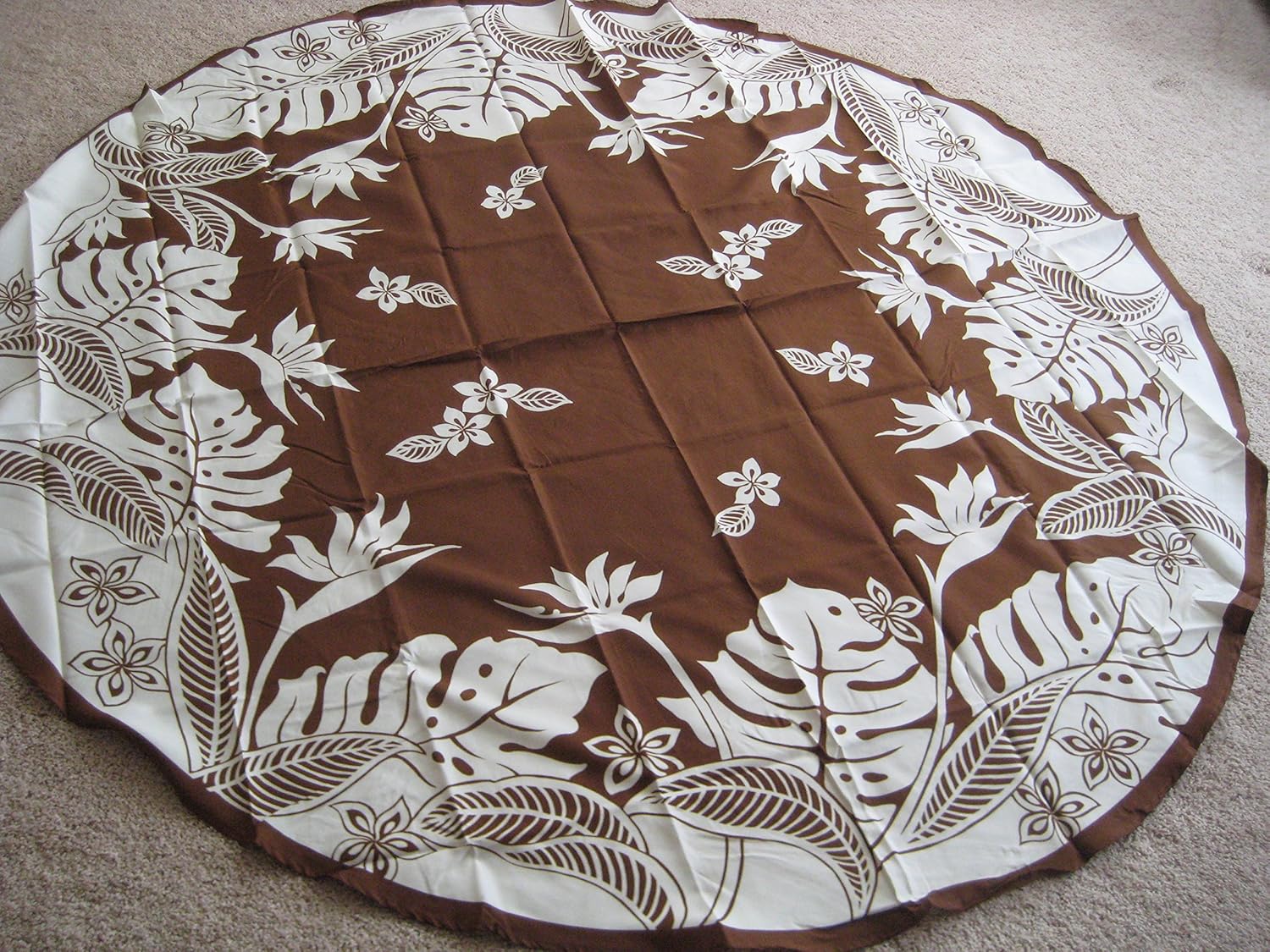 Kauhale Living Hawaiian Tropical Fabric Tablecloth (Brown