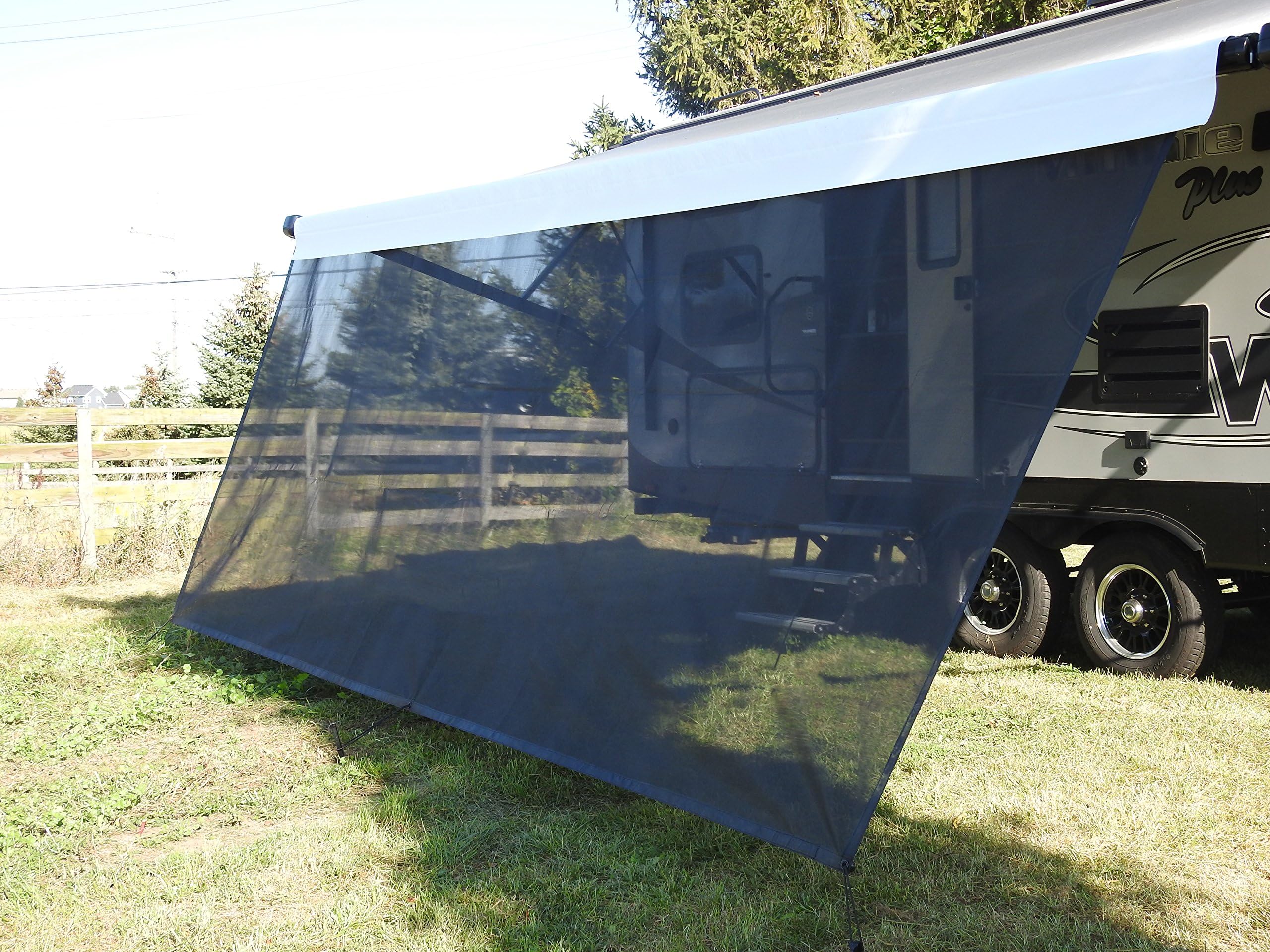 VroomTec recreational Home Awning Shade Panels, Excellent Recreational Vehicle Accessory, Cuts Out Blinding Sunlight Without Obscuring View, RV shade panel that Withstands the Elements (6X12, Black)