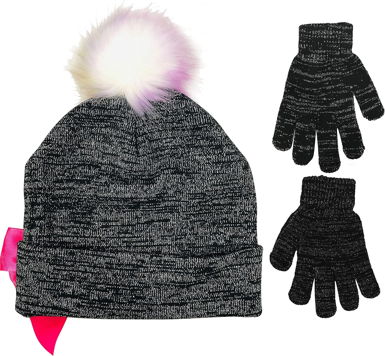 Nickelodeon JoJo Siwa Hugs & Bows Girls Winter Hat and Gloves Cold Weather Set, Age 4-7: Clothing