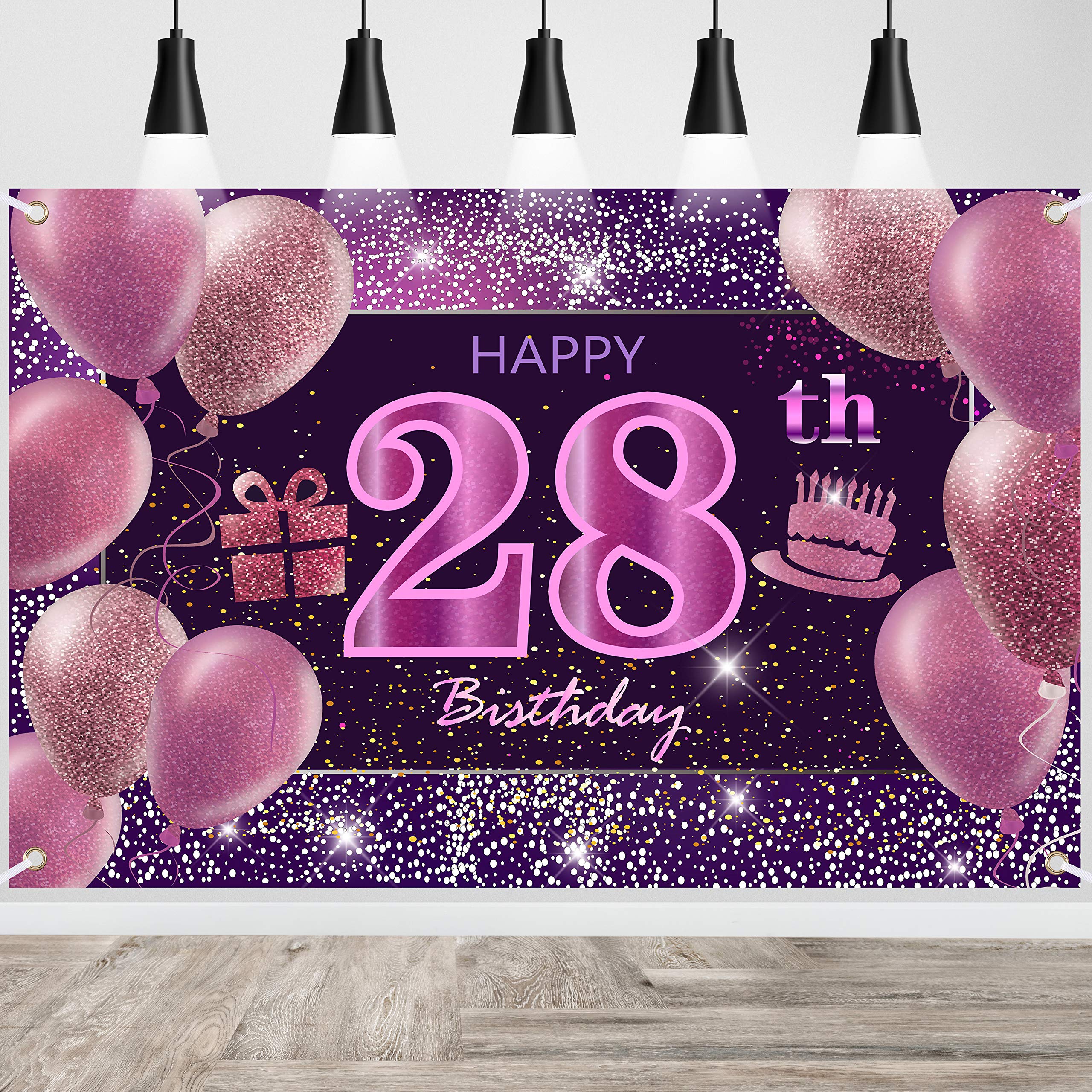 IMISI Happy Birthday Banner & Backdrop Decorations - Pink, Perfect for Parties