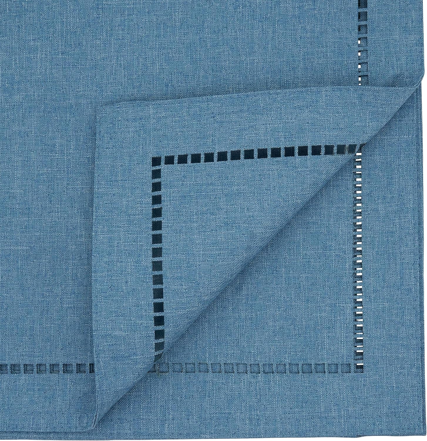 SARO LIFESTYLE Hadleigh Collection Laser-Cut Hemstitch Table Runner, 14" x 54", Denim: Kitchen & Dining