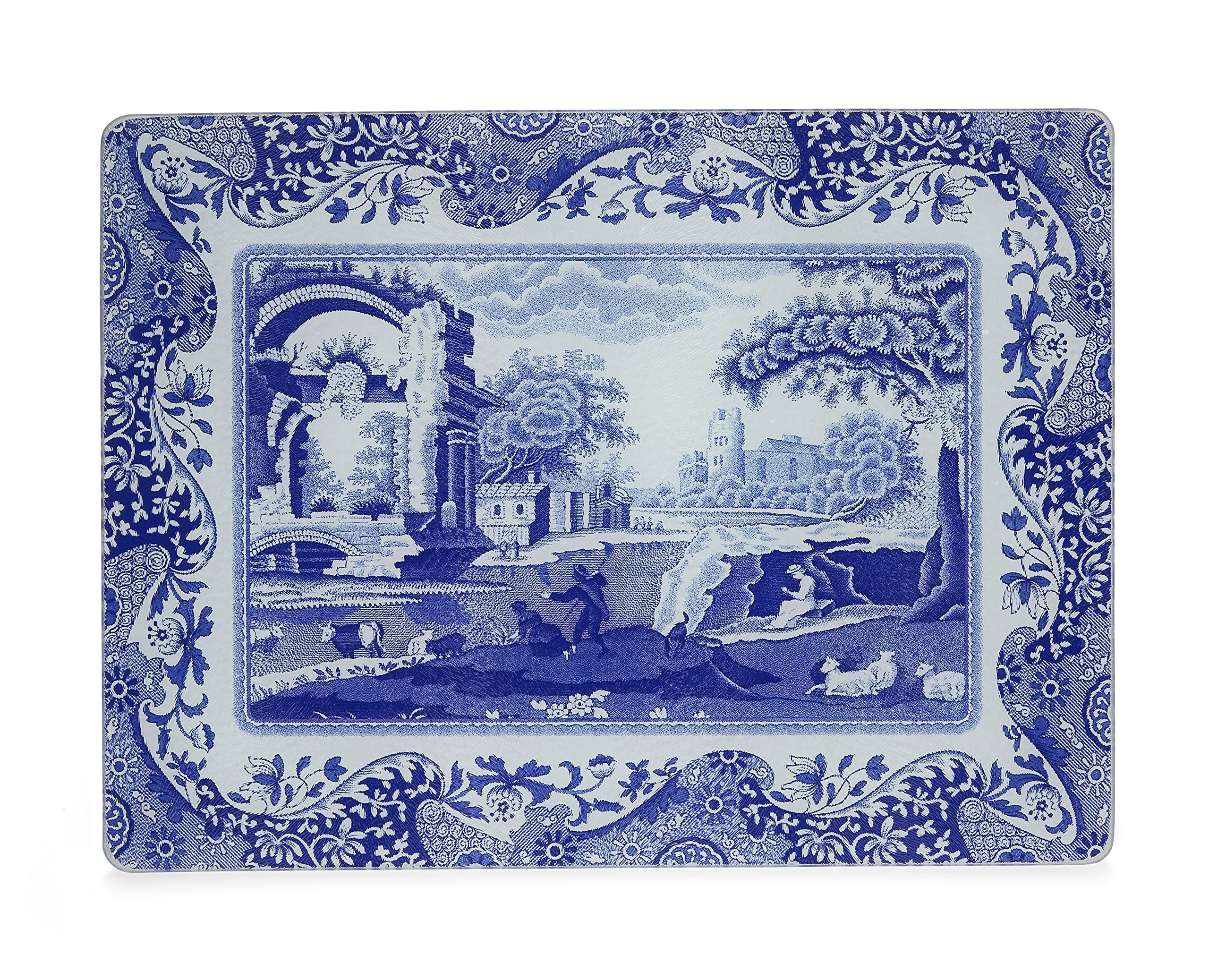 Spode x Blue Italian Glass Worktop Saver - Toughened Glass Chopping Board, Scratch Resistant and Durable, Suitable for Kitchen or Daily Use, 30 x 40cm