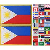 JBCD 2 Pack Philippines Flag Patch Filipino Flags Tactical Patch Pride Flag Patch for Clothes Hat Patch Team Military Patch