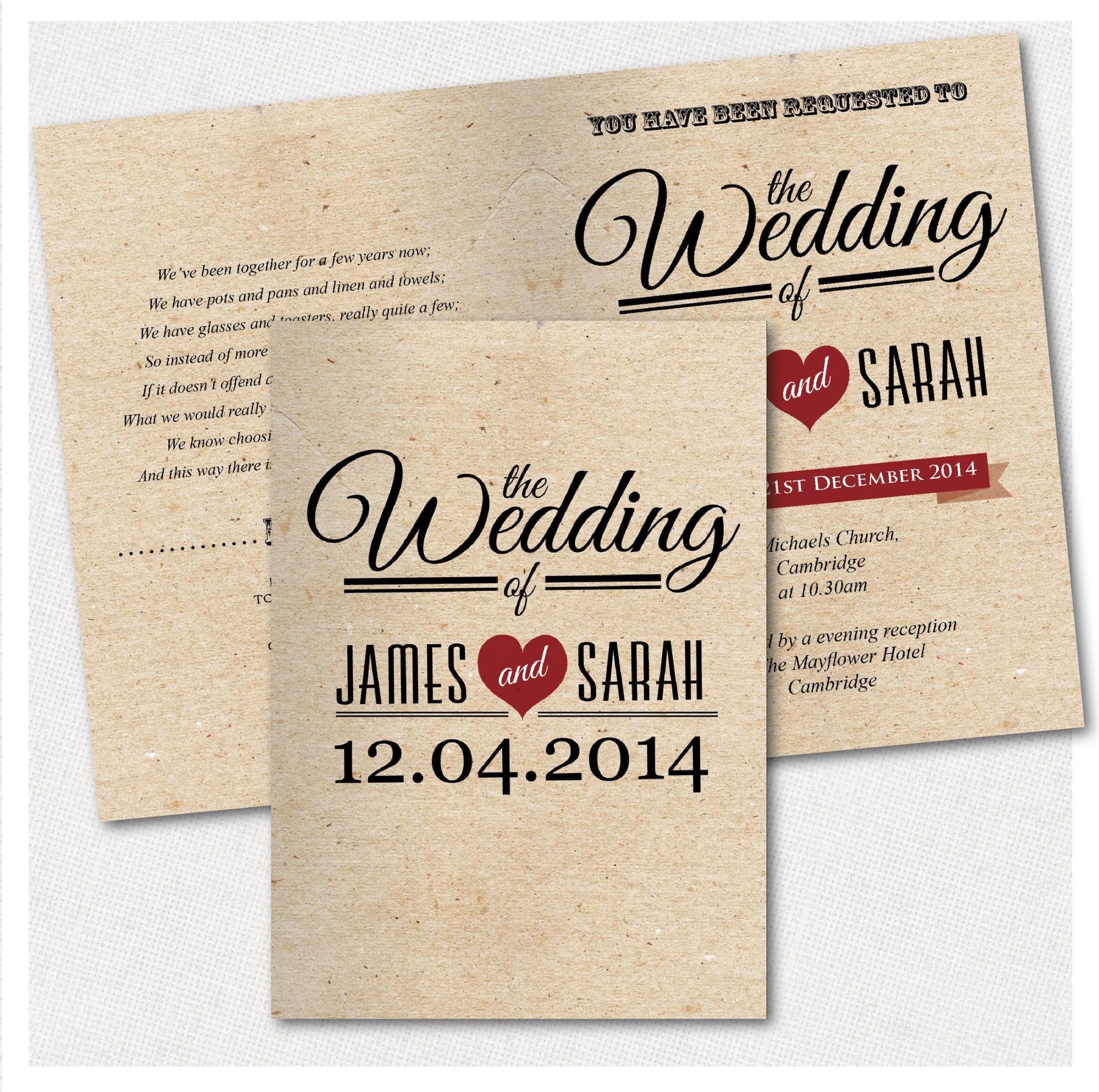 Sienna Mai Personalised Vintage Wedding Invitations x 25 *FREE DRAFT & Free Envelopes* V11
