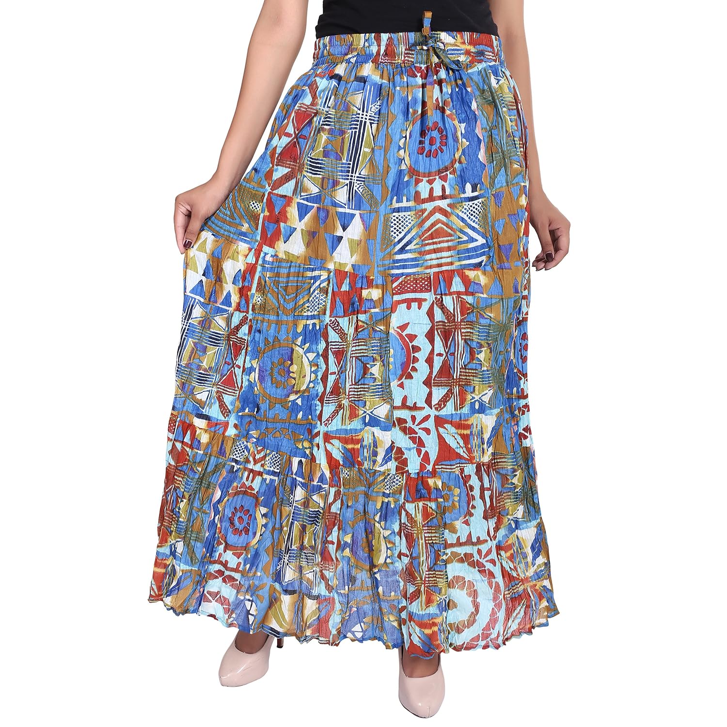 cotton breeze women's cotton regular fit skirt (multi-coloured)