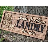 Custom 3D Wood Cabin Family Name Sign | Deer Hunting Wedding Gift | Deer Hunting Gifts, Cabin Decor, Camper Decor, Outdoor Hunting, Nature Sign