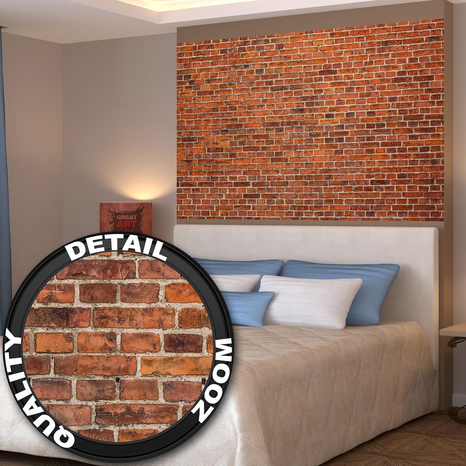 Moresave Wall Sticker PE Foam 3D Mattone in rilievo di pietra in Muro di mattoni rossi disegno di pietra fotomuraleby GREAT ART 140 x 100 cm