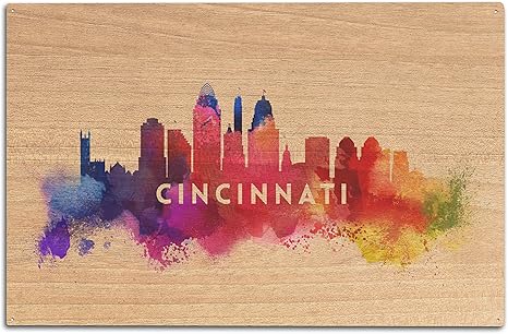 Amazon Com Lantern Press Cincinnati Ohio Skyline Abstract 10x15 Wood Wall Sign Wall Decor Ready To Hang Wall Art