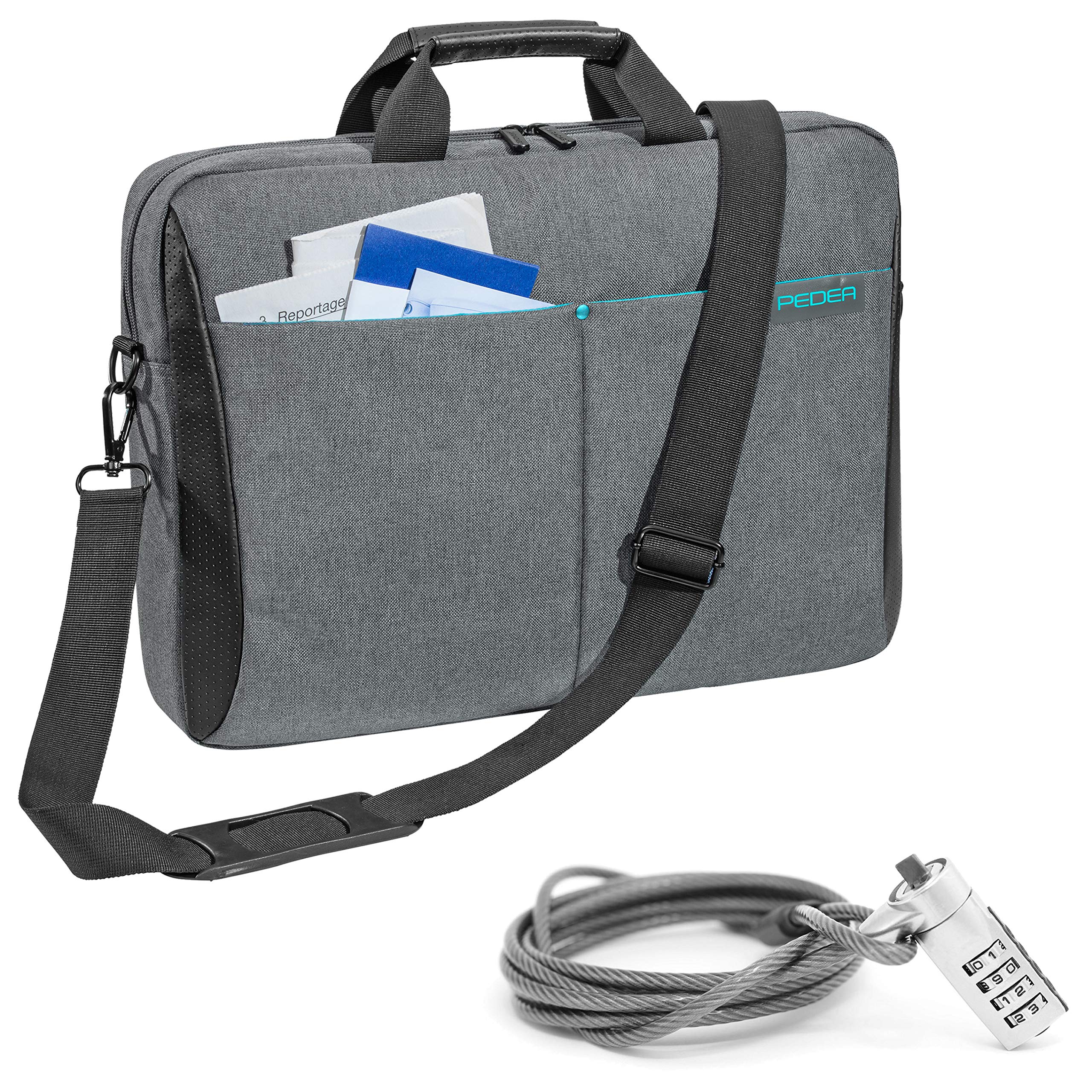 PEDEA laptop bag "Lifestyle" bag for notebooks with screens up to 15.6 inches (39.6 cm); shoulder bag with shoulder strap incl. notebook lock, grey