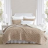 Laura Ashley - Twin Quilt Set, Lightweight Cotton Bedding with Matching Sham, Vintage Floral Inspired Home Decor with Solid Reverse (Loveston Burnt Orange, Twin)