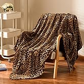 Excervent 3D Leopard Flannel Fleece Throw Blanket, 300 GSM Lightweight Cheetah Blanket for Couch Sofa Bed, Super Soft Cozy Warm Blankets, 50x60 inches, Brown