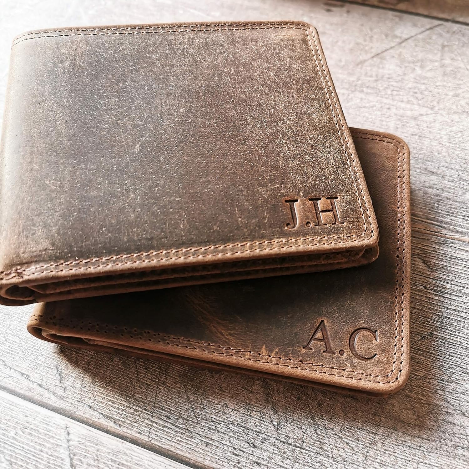 Personalised Distressed Leather Mens Wallet Amazon.co.uk Handmade