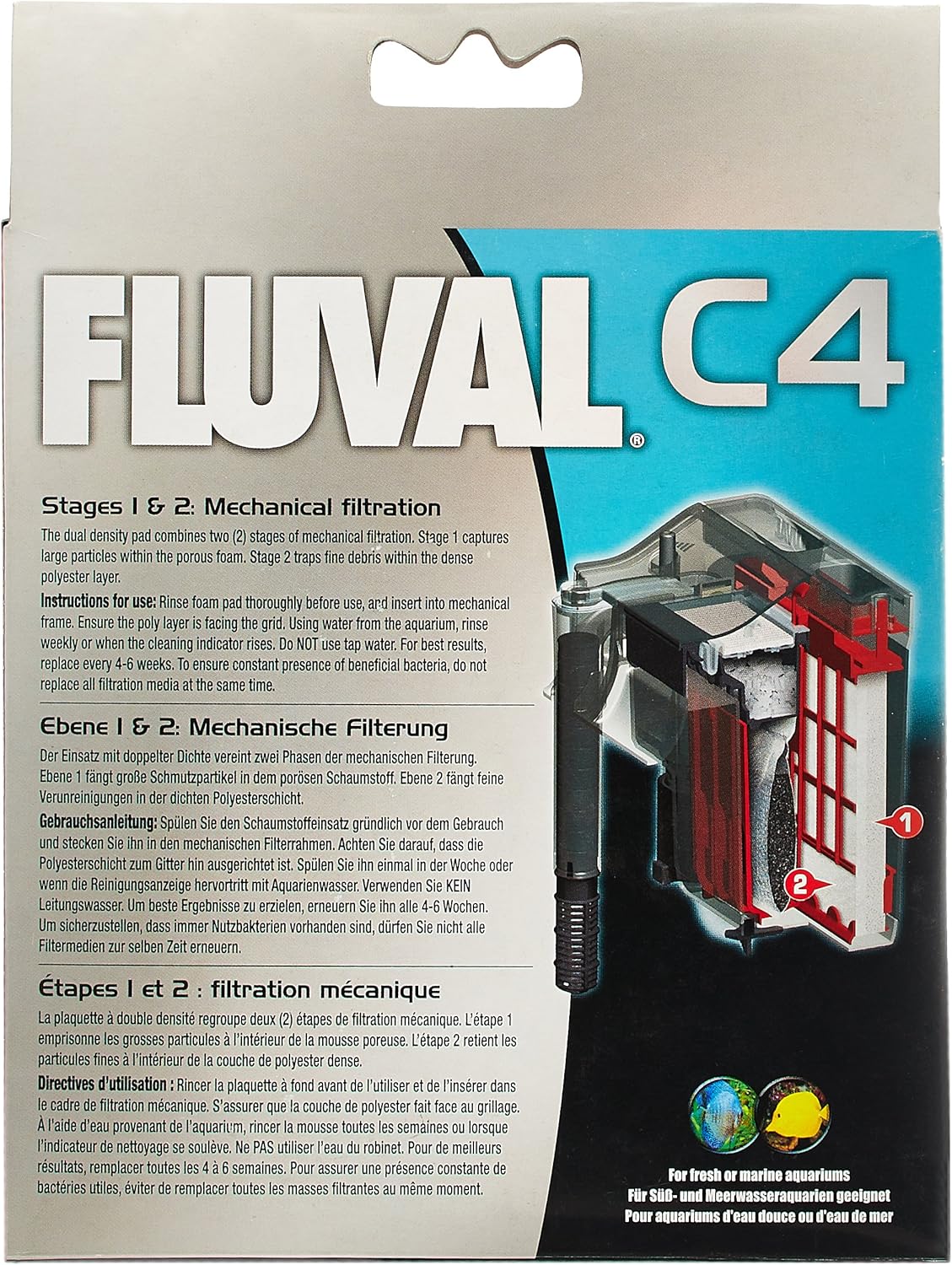 Fluval C clip-on filter foam, Poly cartridge 3-pack, Weiss/opulenter Garten, C4, 3er-Pack - Image 3