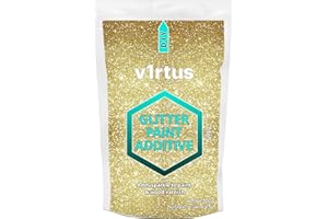 V1RTUS Gold Glitter Paint Crystal Additive 100g / 3.5oz for Acrylic, Latex, Emulsion - use Interior/Exterior - Wall, Ceiling, Wood, Metal, Varnish, Dead Flat, Matte, Soft Sheen or Silk