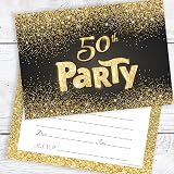 Olivia Samuel 20 Black Gold 50th Birthday Party Invitations with Envelopes view 3