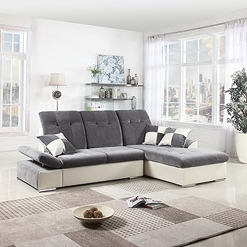 Divano Roma Furniture Classic Large Faux Leather And Brush