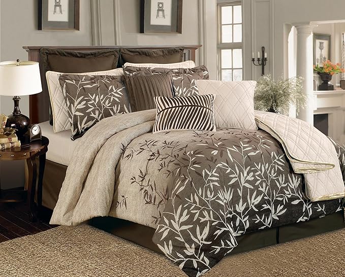 Buy 12 Pieces Taupe Luxury Comforter Set Bedinabag King Size Bedding