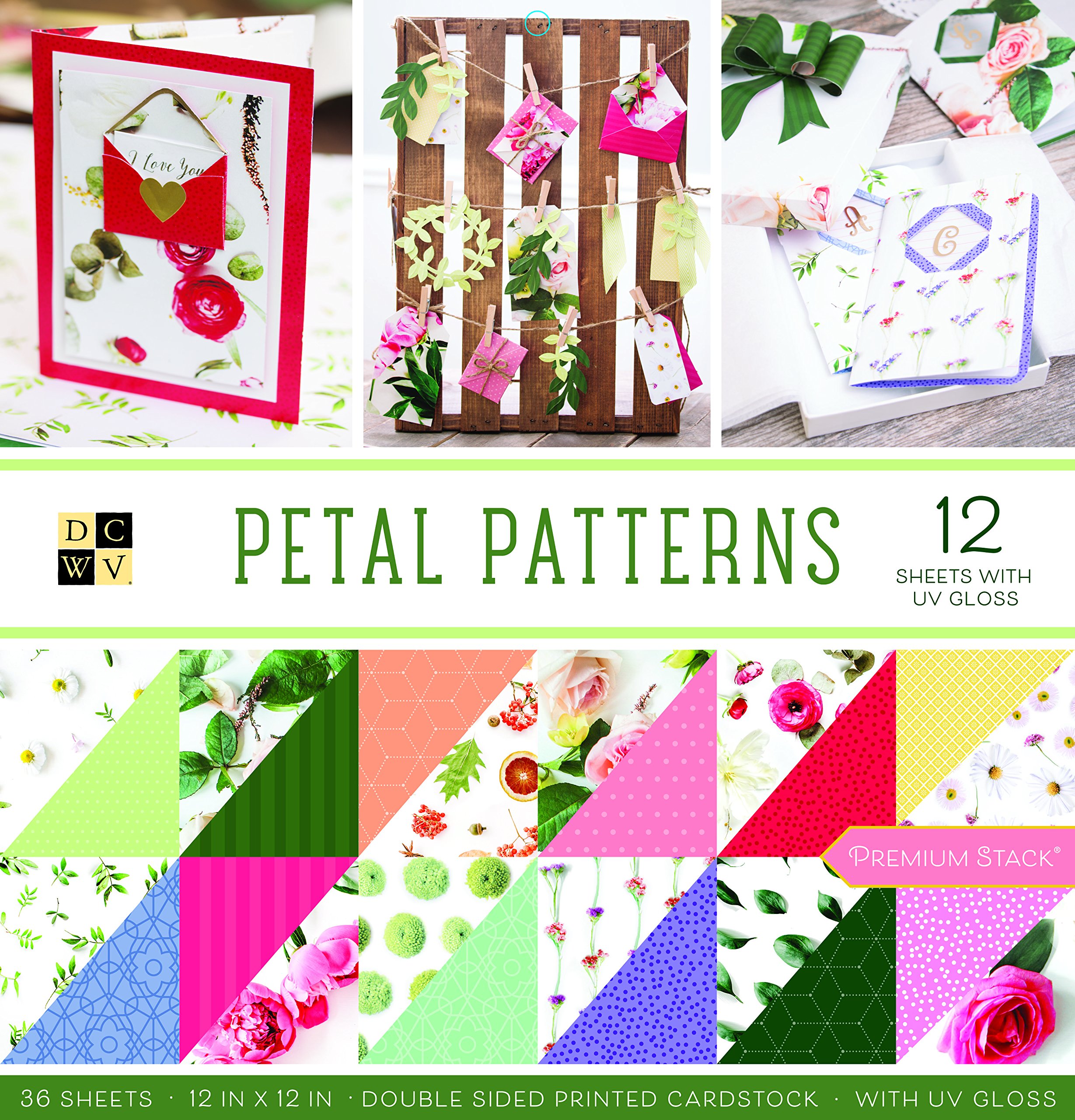 DCWV Card Stock 12"X12" Petal Patterns Premium Printed Cardstock Stack