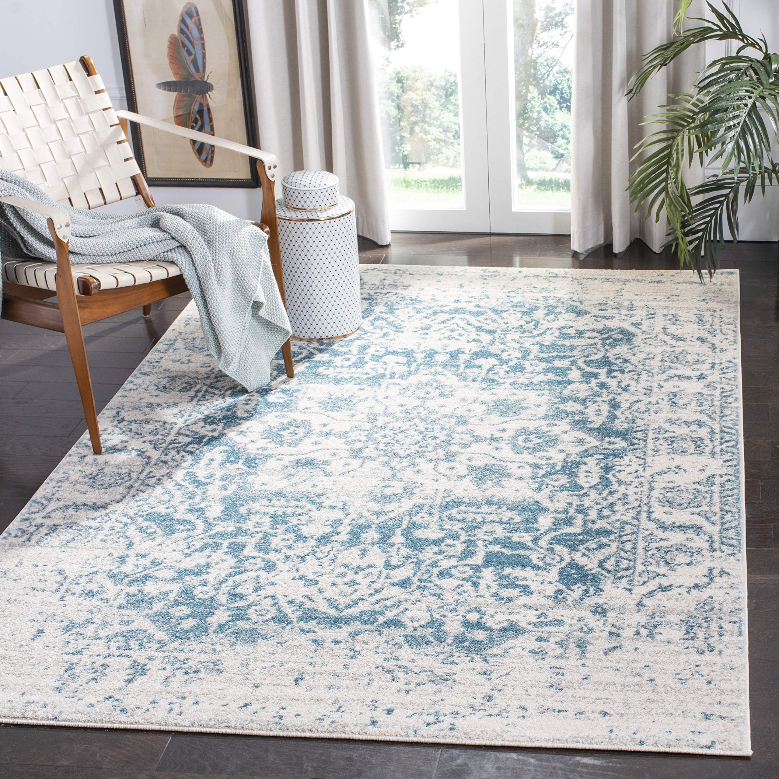 Safavieh Modern Chic Rug for Living Room, Dining Room, Bedroom - Madison Collection, Short Pile, in Teal and Ivory, 91 X 152 cm — image 1