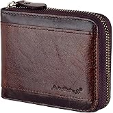 Admetus Mens RFID Blocking Wallets Zipper Leather Wallet for Men Bifold RFID Card Holder