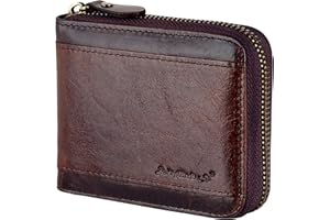 Admetus Mens RFID Blocking Wallets Zipper Leather Wallet for Men Bifold RFID Card Holder