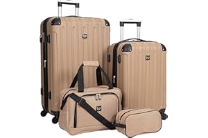 Travelers Club Midtown Hardside Luggage Travel, Tan, 4-Piece Set