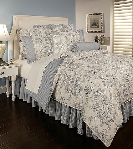 Amazon Com Sherry Kline Country Toile Blue 6 Piece Comforter Set