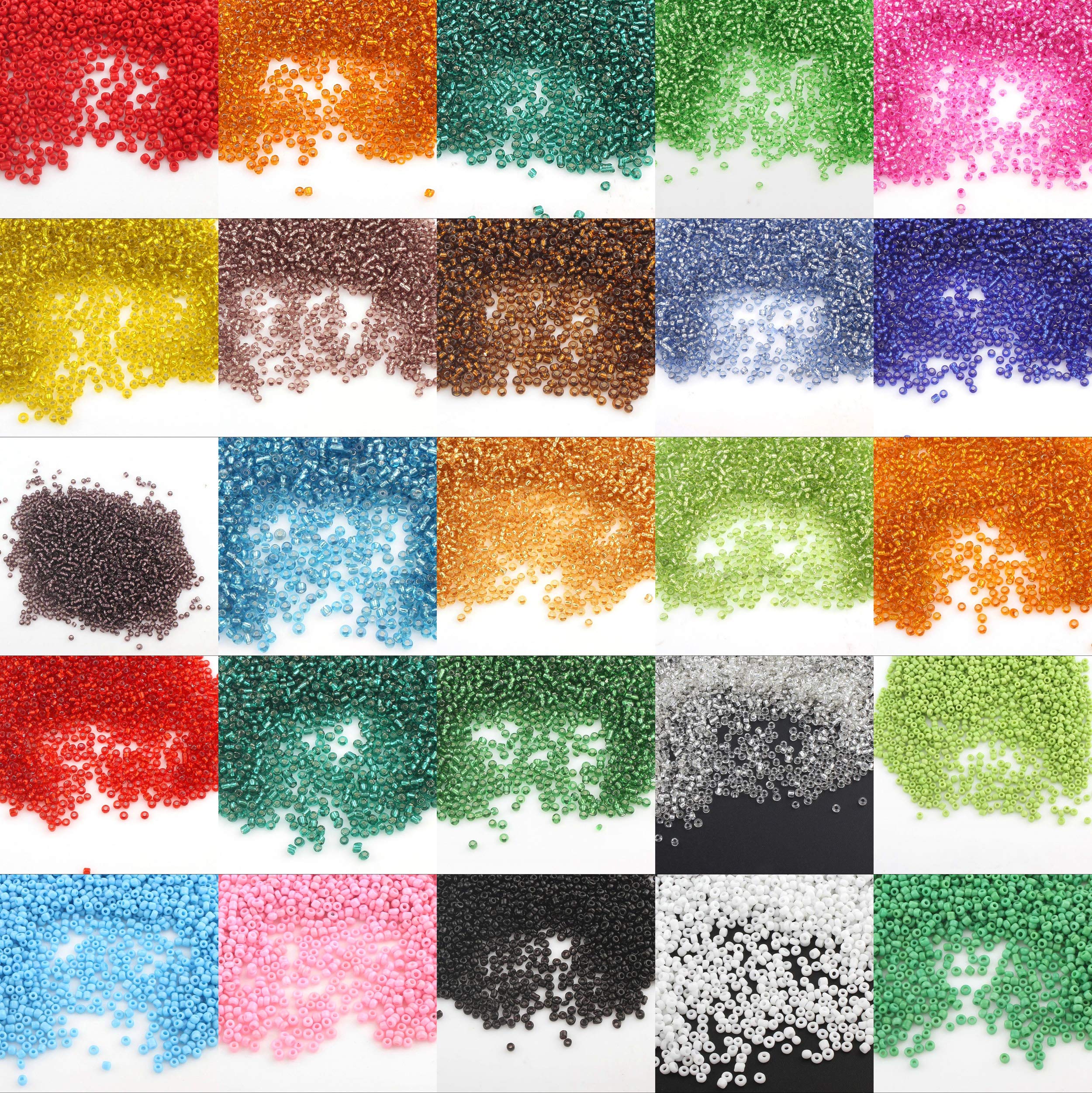 75 Colours Rocailles 2 mm Beads Set 75 Pack 75 Colours 1.5 kg Round Glass Beads 11/0 10000 Items Items Craft Set