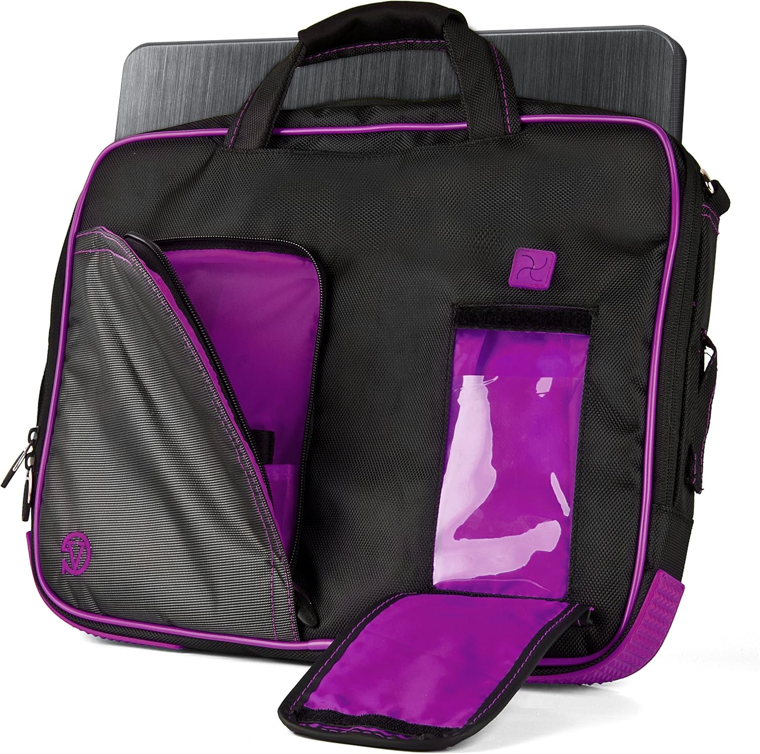 Vangoddy NBKLEA737 Pindar Messenger Bag for 13" to 14" Tablets and Laptops, Black/Purple
