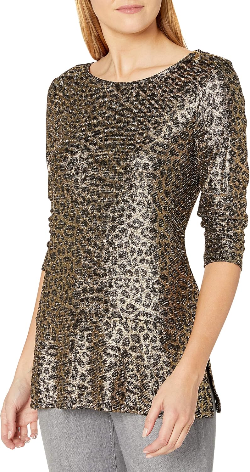 Chaus Womens 3/4 Sleeve Zip Shoulder Top Amazon.ca Clothing & Accessories