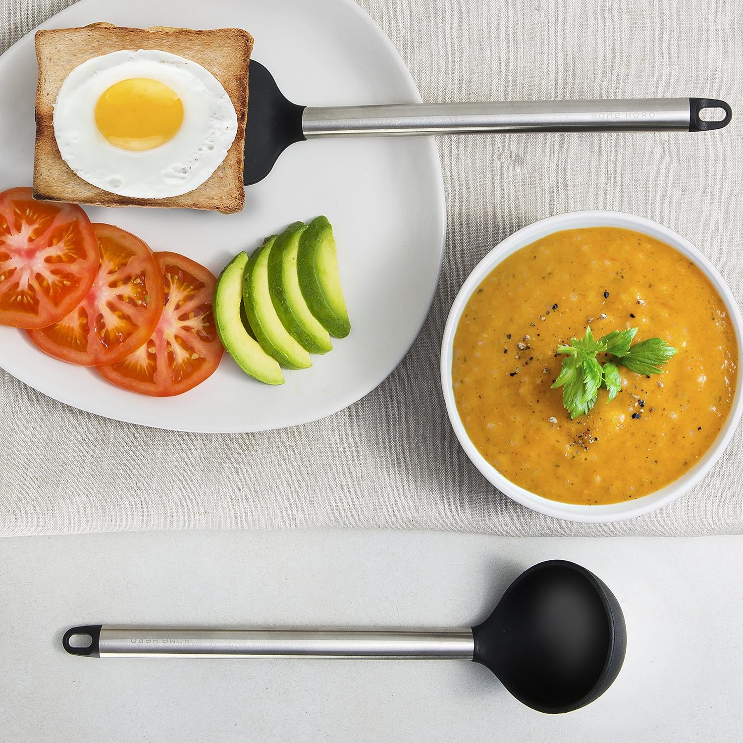 Home Hero 11 Silicone Cooking Utensils Kitchen Utensil Set - Stainless Steel Silicone Kitchen Utensils Set - Silicone Utensil Set Spatula Set - Silicone Utensils Cooking Utensil Set Salad Tongs: Kitchen & Dining