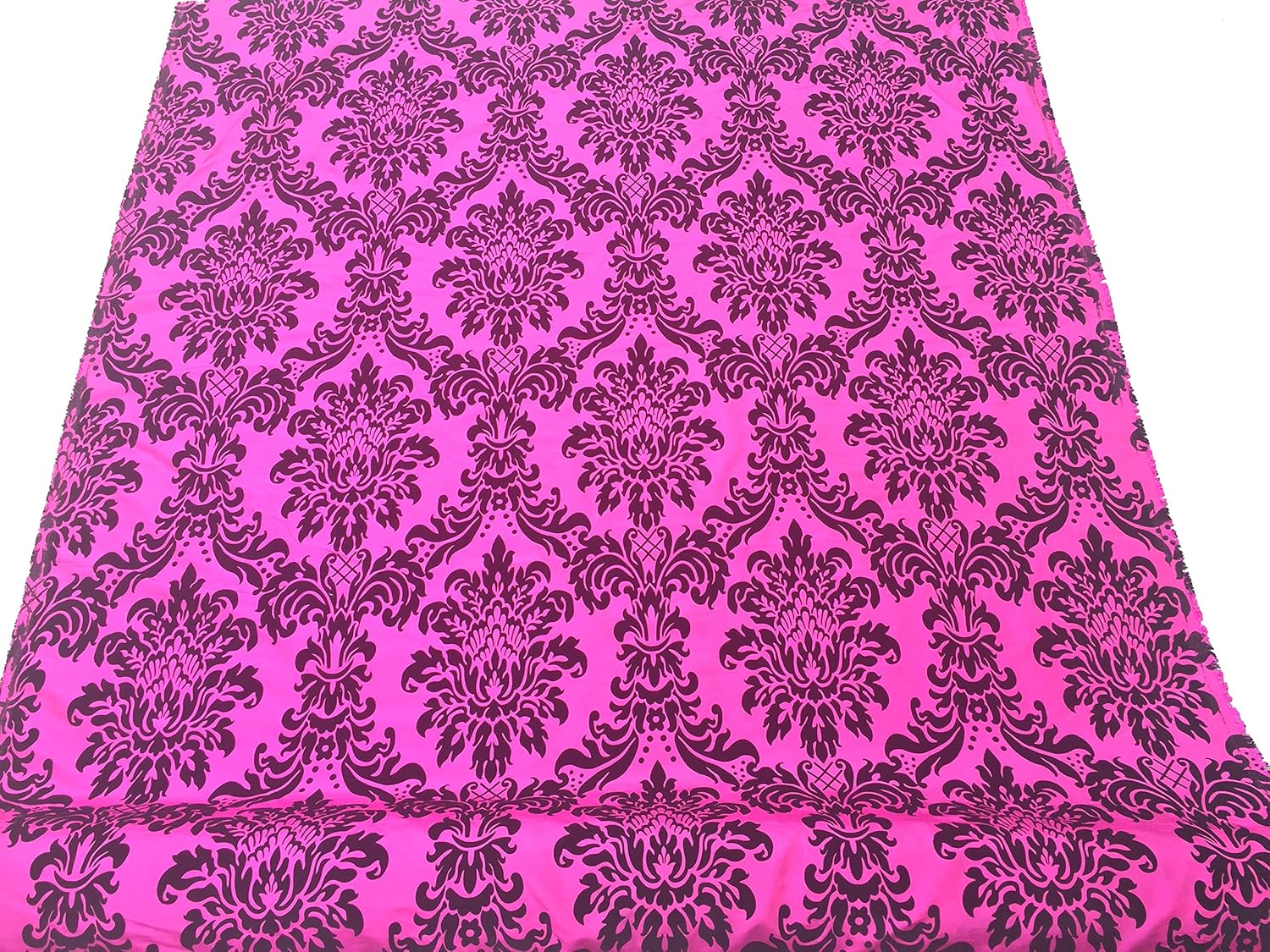 Black Cerise Pink Damask Velvet Flock Silk Taffeta Curtains